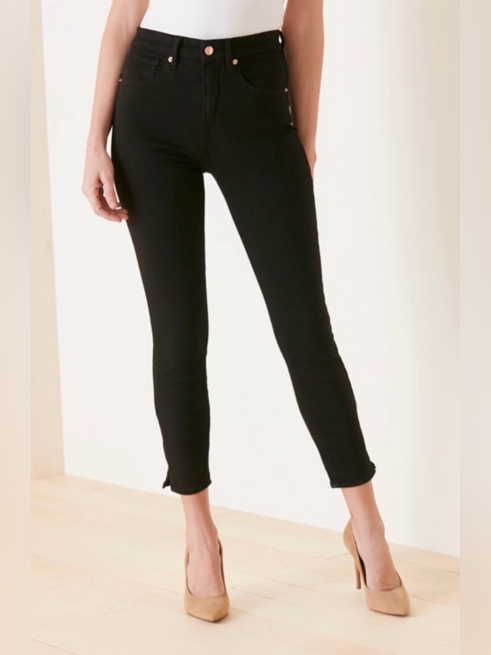Good American Good Waist Crop Black Jeans - 8/29